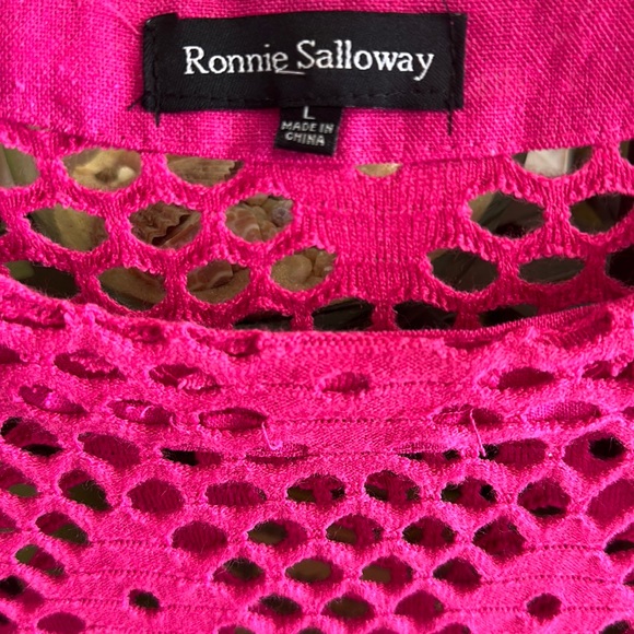 💖Ronnie Salloway boat neck net coverup with 3/4 sleeves - Picture 5 of 5